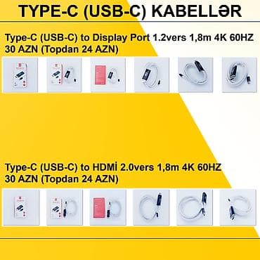 400 manatliq telefonlar: Type-C Kabellər ⭐Type-C (USB-C) to Display Port 1.2vers 1,8m 4K 60HZ – — 2