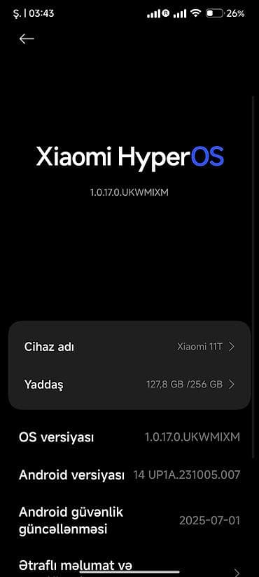 samsung galaxy not 10: Xiaomi 11T, 256 GB, rəng - Qara, 
 İki sim kartlı — 3