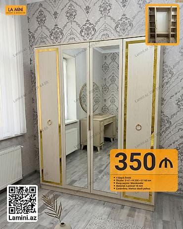 4 qapılı, Güzgülü, Açılan, Düz dolab lalafo.az -da 4 qapılı, Güzgülü, Açılan, Düz dolab