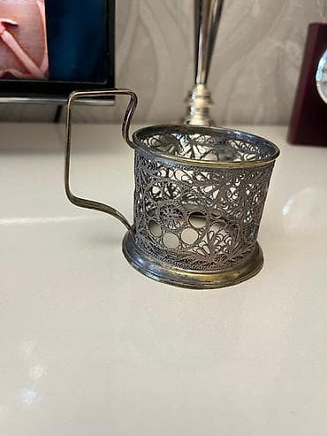 qedmi süfre: Gümüşü rəngli filiqran fincanaltı (stakanpodstakanik) – metal çərçivə — 1