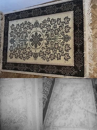 2/160 ölçü xalça ipək 25 manata qaralı ağlı saçaqlı İran xalçası ölçü