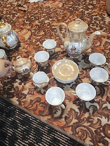 Çay dəsti, rəng - Qızılı, Farfor