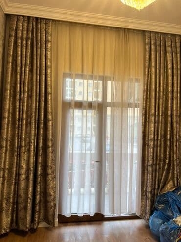 İkiqat pərdə dəsti - Model: Qalın dekorativ pərdə + nazik tül