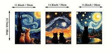 balaca pisik sekilleri: Poster/tablolar – pişik temalı dekorativ çaplar - Motivlər: ulduzlu — 1