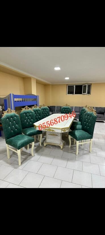 ders masaları: Qonaq otağı üçün, Yeni, Açılmayan, Dördbucaq masa, 6 stul — 4