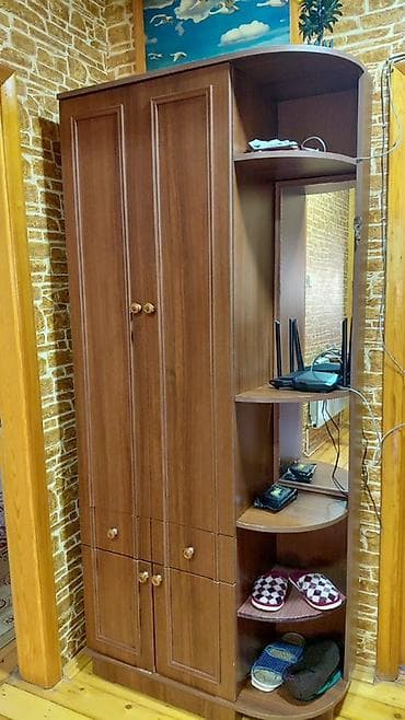 islemis mebiler: İşlənmiş, 2 qapılı, Güzgülü, Qəhvəyi, Digər material, Açılan, Düz dolab — 2