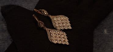 qizlar ucun toy paltarlari: Qızıl suyuna salınmış Zərif daş-qaşlı sırğalar. svarovskiy qaşlarla — 5