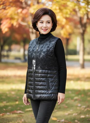 qadın paltolari: Jilet, 2XL, rəng - Qara — 1