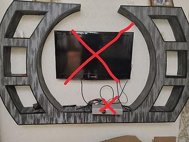 klassik tv stend: Düz TV altlığı, Polkalı, Laminat — 1