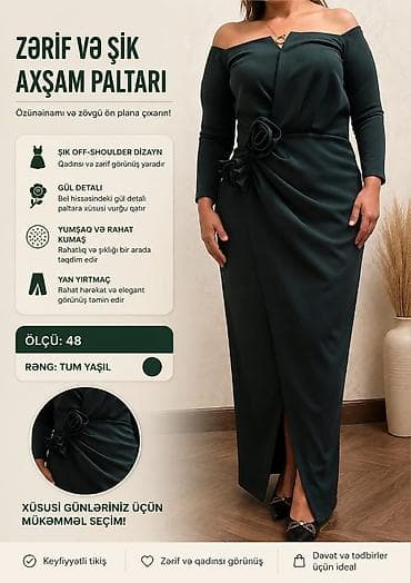 Zərif və şık axşam paltarı - Dizayn: off-shoulder (çiyinlər açıq) lalafo.az -da Zərif və şık axşam paltarı - Dizayn: off-shoulder (çiyinlər açıq)