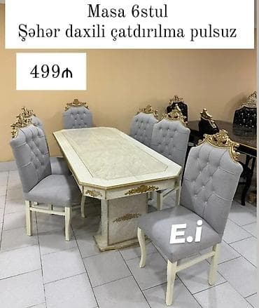 qara bmw sekilleri: Qonaq otağı üçün, Yeni, Açılmayan, Dördbucaq masa, 6 stul — 2