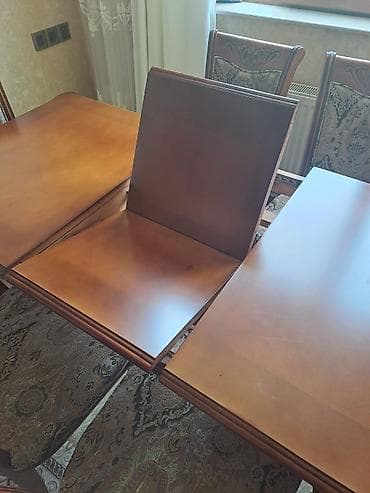 stol dəsdi: Qonaq otağı üçün, Açılan, Dördbucaq masa, 6 stul — 8