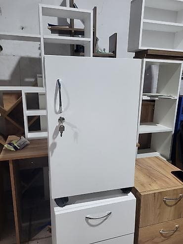 Digər dolablar: Ağ rəngli, təkərli kilidli dolab - Material: laminat/MDF tipli ağ — 6