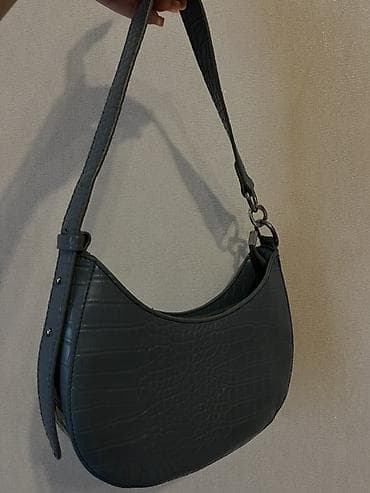 prada eynək: Sadə şık çanta - Rəng: mavi boz (cins rengi) - Material: süni dəri — 3