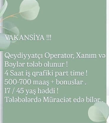 operator iş: Оператор Call-центра требуется, Без опыта — 1