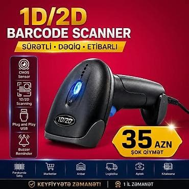 printer almaq: Məhsul: USB barkod/QR kod skaneri – əl tipli, portativ Xüsusiyyətlər — 1