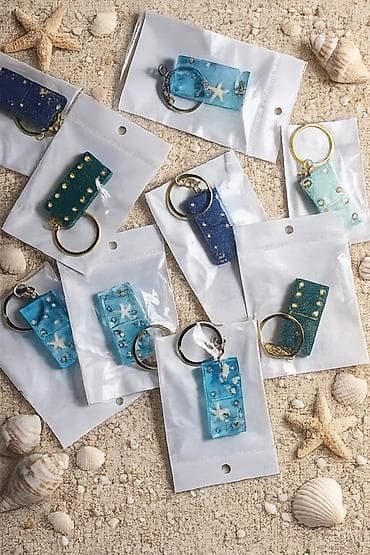 брелок among us: Dəniz mövzusunda bəzəkli açarlıq dəsti - Material: epoksid qətran və — 1