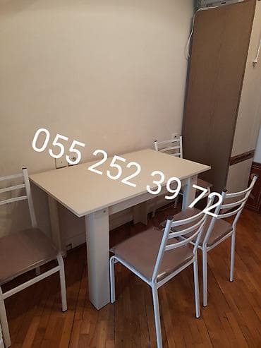 Qonaq otağı üçün, Yeni, Açılmayan, Dördbucaq masa, 4 stul