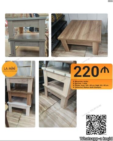 Qonaq masası, Açılan, Laminat, Kvadrat masa