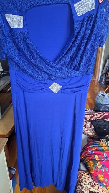 cool paltar: SATILIR!! Mavi rəngli uzun ziyafət/axşam paltarı. çox az işlənib — 3