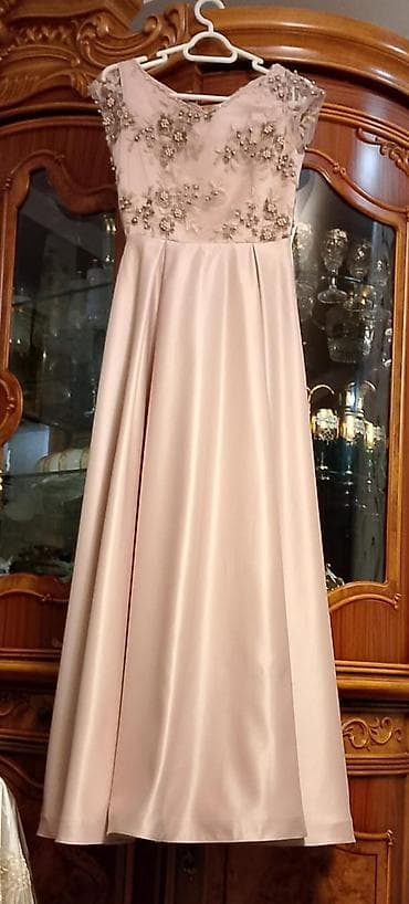 Zərif ziyafət/nişan paltarı - Rəng: pudra/şampan tonlarında - Model