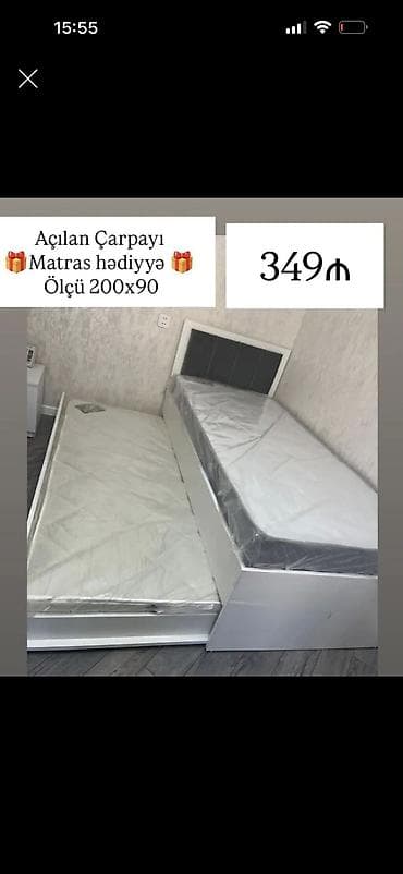 turhan matras: Yeni, İkinəfərlik çarpayı, Matras ilə, Siyirməli — 1