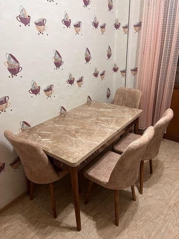 metbex stol stulu: Mətbəx üçün, Yeni, Açılmayan, Dördbucaq masa, 4 stul — 6