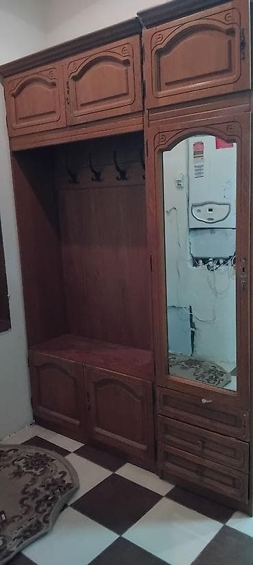 akvarium şkaf: 4 qapılı, Güzgülü, Qəhvəyi, Digər material, Açılan, Düz dolab — 1