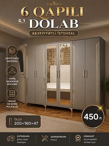 seyif qapi: 6 qapılı geyim dolabı — G_1 modeli • Keyfiyyətli istehsal, dayanıqlı — 1