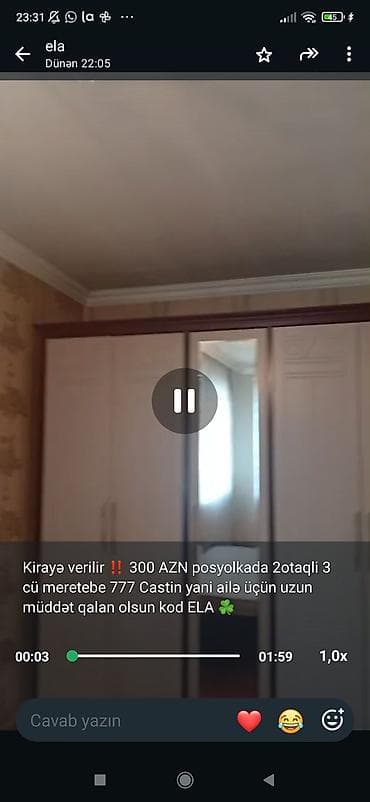 gen: Kirayə mənzil – Azərtifaq, 5/4 mərtəbə, 3 otaqlı Qiymət: 400 AZN — 3