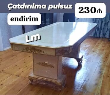genc yataq otagi mebelleri: ⚜️ *_KLASSİK Tumbalı masa_* ⚜️Qiymət : *230₼* ⚜️Ölçü : *2 m x 1m* — 1