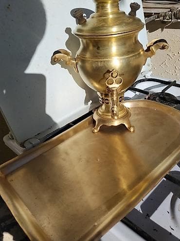 ev peci: Misinli samovar – klassik rus üslubu - Material: tam mis/kənarları — 2