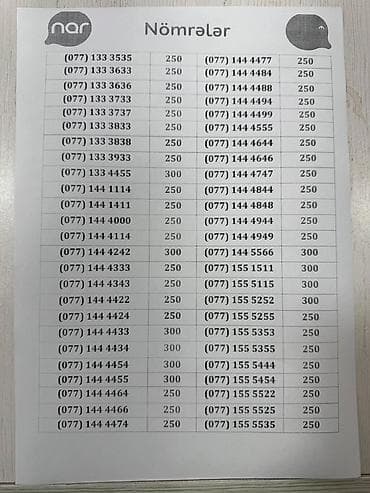 Nar mobil nömrələr – seçilmiş kombinasiyalar Ciddi şəxslər əlaqə — 4