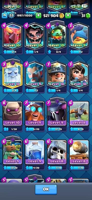 Велоаксессуары: Clash Royale hesabı - Kral səviyyəsi: 33 (1997/11000 XP) - Kupa: 6885 — 4