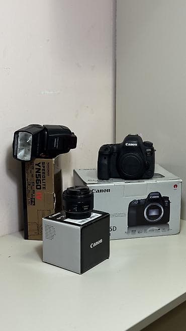 Qutuya daxil olanlar: •Canon 6d Mark 2 gövdə •Canon 50mm,f/1.8 lens