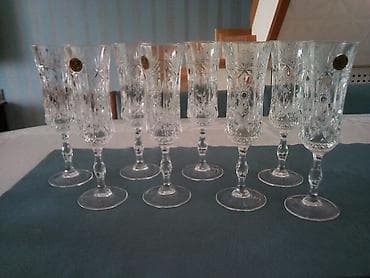 bagima qablar: Qədəhlər, Xrustal, 8 ədədli dəst, İtaliya — 1