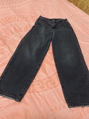 Qara “washed” effektili geniş kəsim cins şalvar BAGGi - Rəng: Tünd