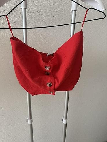 yun koftalar: Qırmızı qadın topu - Model: qısa crop-top - Rəng: parlaq qırmızı - — 2