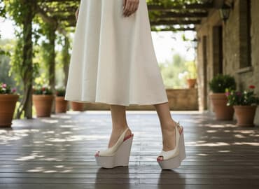 Beji rəngdə platformalı qadın sandaletlər - Model: Açıq burunlu