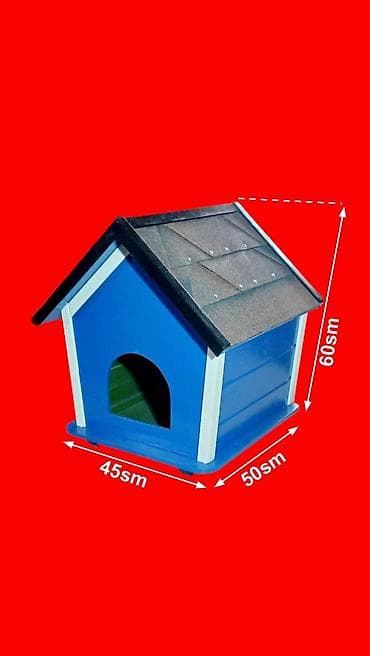 it üçün sinelik: Ev heyvanları üçün taxta it/qedi evi - Ölçülər: 45 sm (eni) x 50 sm — 4