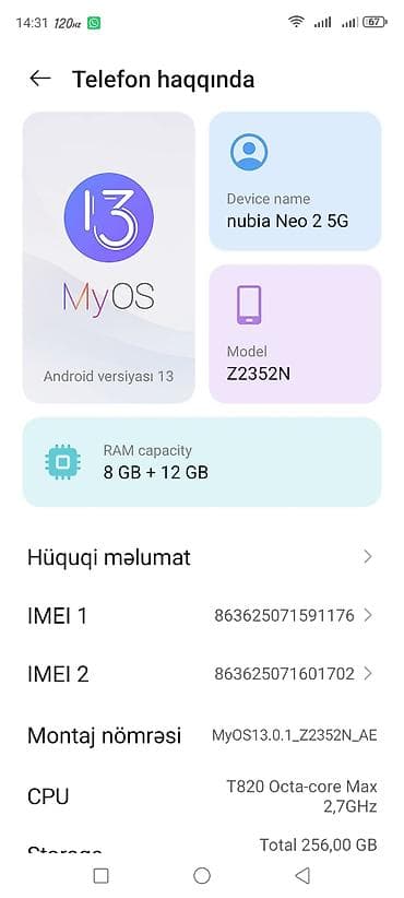 ZTE 256 GB, İki sim kartlı — 2