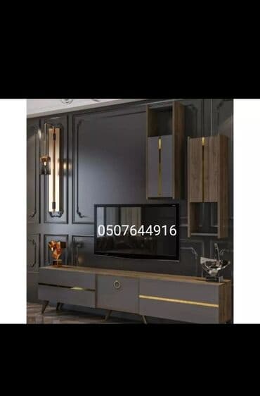 стол металлический: Новый, Прямой ТВ стенд, С полками, Ламинат, Азербайджан — 9