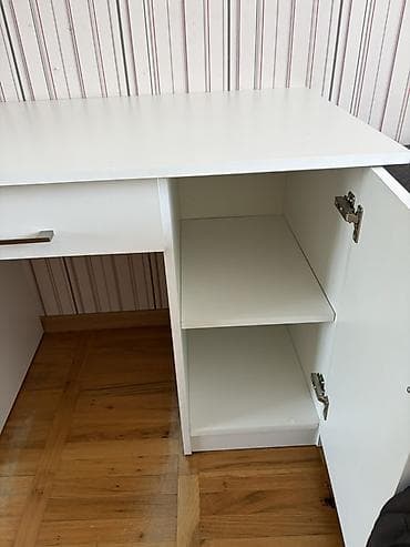 defder: Düz masa, Polkalı, Siyirməli, MDF — 2
