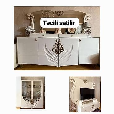 perla mebel dolablar: Ağ rəngdə klassik üslublu mebel dəsti Tərkibi: - Geniş bufet/komod: 4 — 1