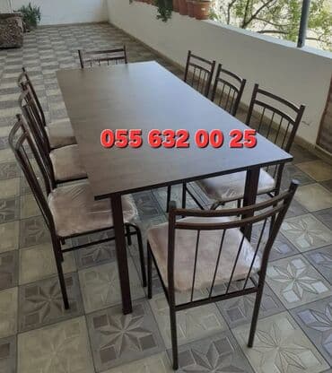 stol stul işlenmiş: Yeni, Kvadrat masa, 4 stul, Açılmayan, Stullar ilə, Metal, Azərbaycan — 7