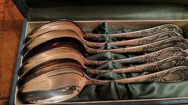 sultan tekstil: Antik qaşıq dəsti – 6 ədəd, qutuda - Material: gümüşü rəngli metal — 4