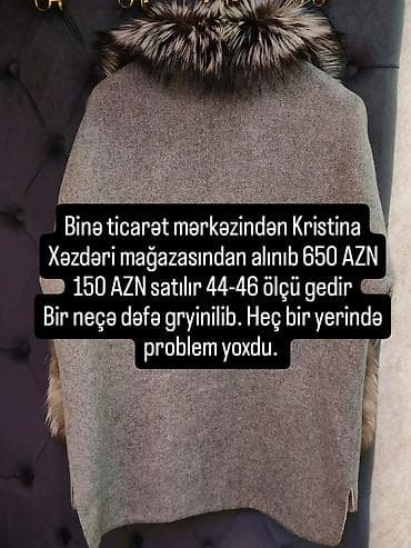 Baş geyimləri: Kristina Xəzderi mağazasından alınmış qadın üst geyimi (Binə ticarət — 1