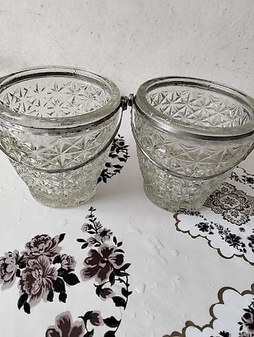 Şüşə qəlibli ikiqat ədviyyat/qəlyanaltı qabı - Material: qalın şüşə