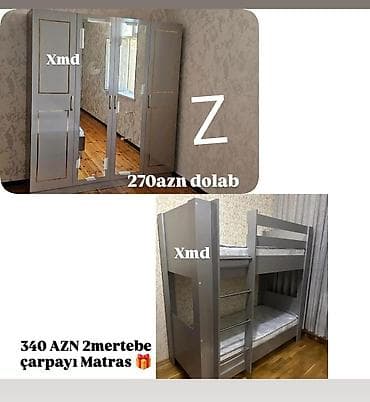 carpayi gence: Məhsullar: 1) Güzgülü 4 qapılı şkaf – 270 AZN - Rəng: boz - Ön — 1