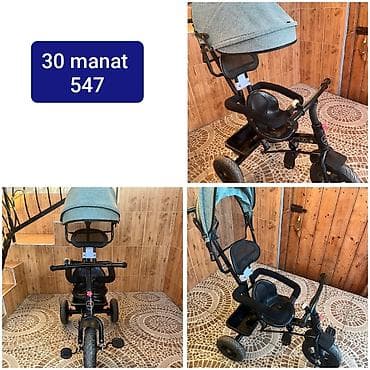 Uşaq üçtəkərli velosipedi – valideyn idarəetmə tutacağı və günqoruyucu